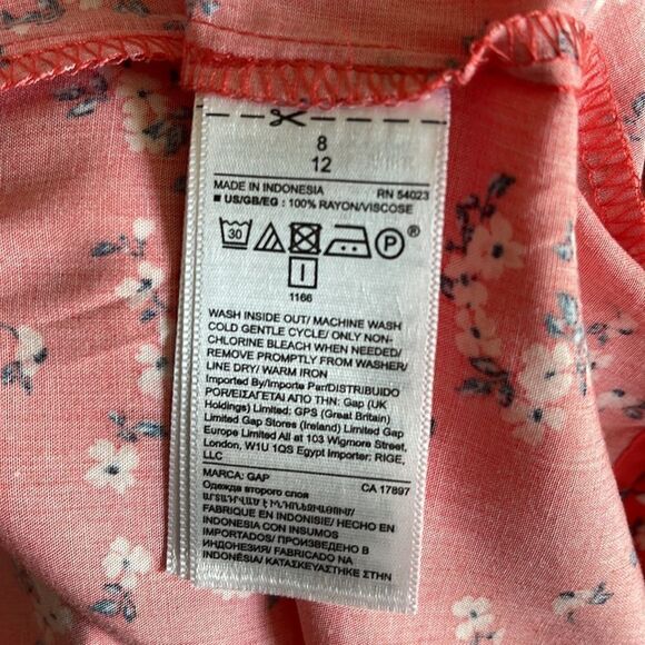NWT GAP FACTORY BELTED DRESS Size‎ 8 Coral Floral print. Rayon Long Sleeve - Picture 6 of 8